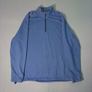 Dunning Golf Mens Large Blue Heathered Quarter Zip Pullover Performance Sweater
